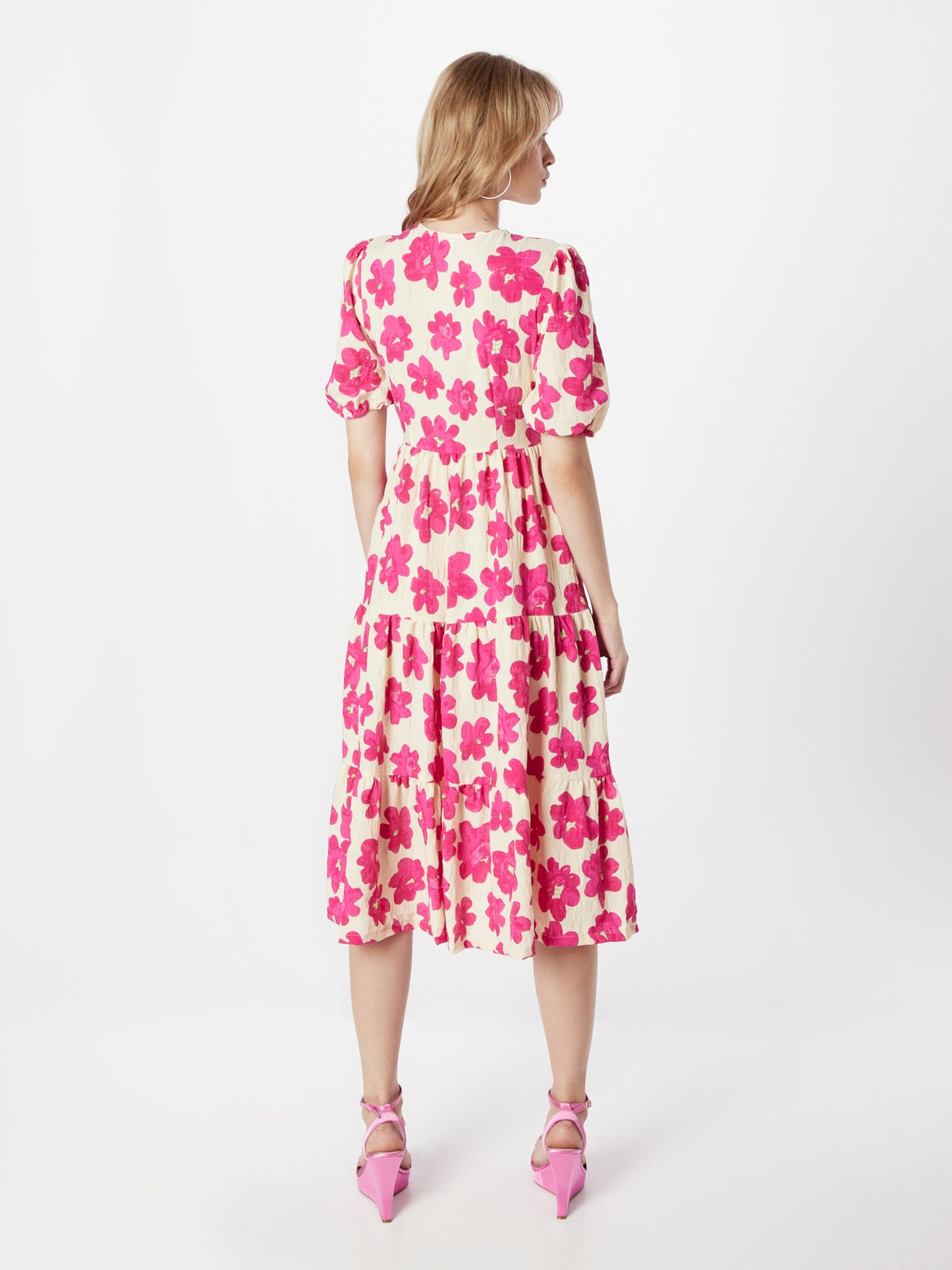 Monki Midi Jurken Jurk Dames Fuchsia