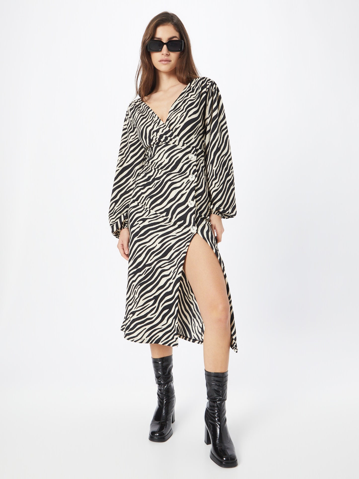 RIVER ISLAND Midi Jurken Jurk Dames Zwart / Wit