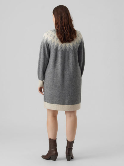 Vero Moda Curve Mini Jurken Jurk Dames Grijs / Donkergrijs