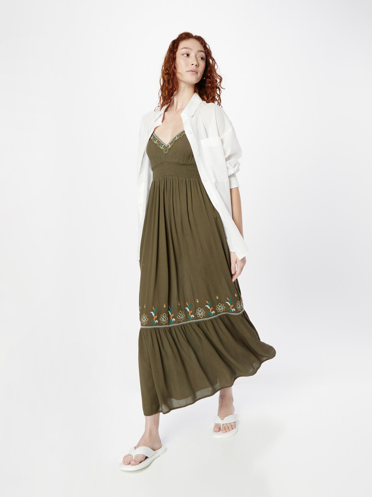 Springfield Maxi Jurken Zomerjurk Dames Kaki / Jade Groen