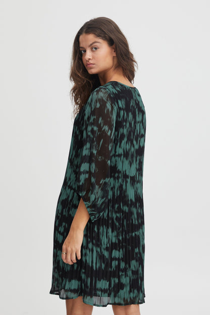 ICHI Zomerjurken Zomerjurk Dames Groen / Zwart