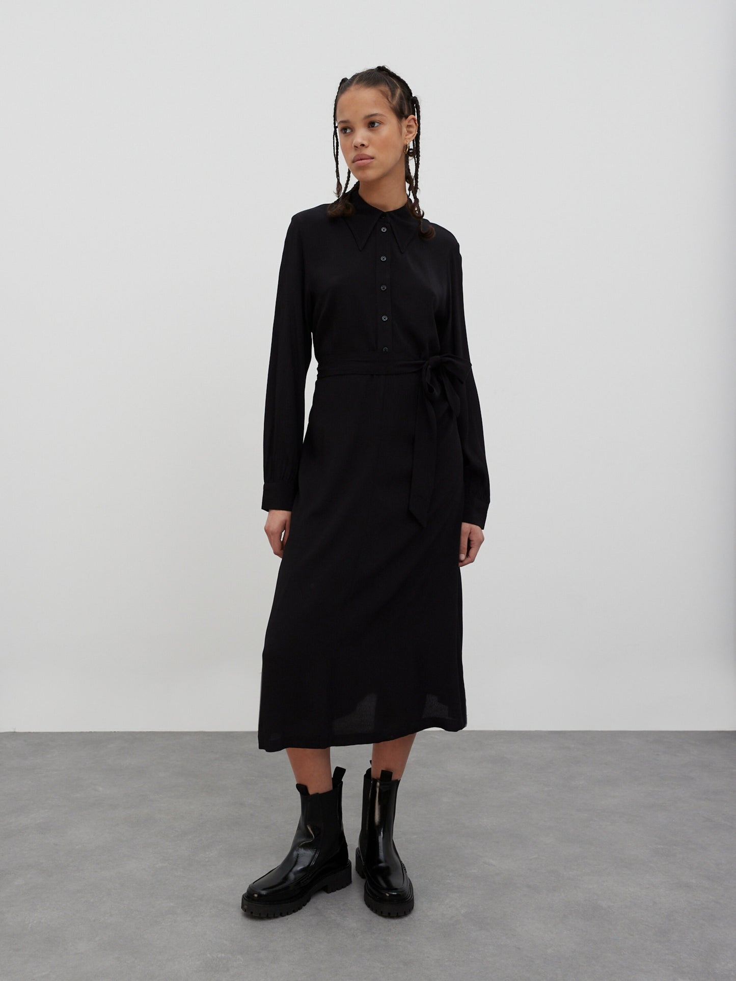 EDITED Maxi Jurken Blousejurk Derya Dames Zwart