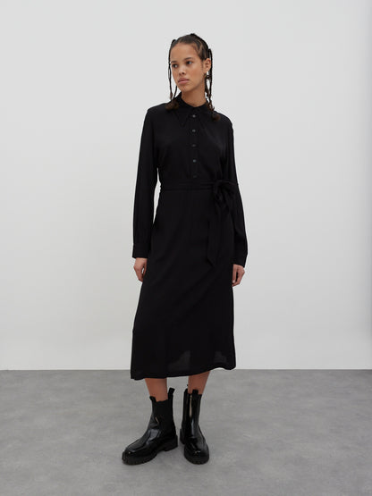 EDITED Maxi Jurken Blousejurk Derya Dames Zwart