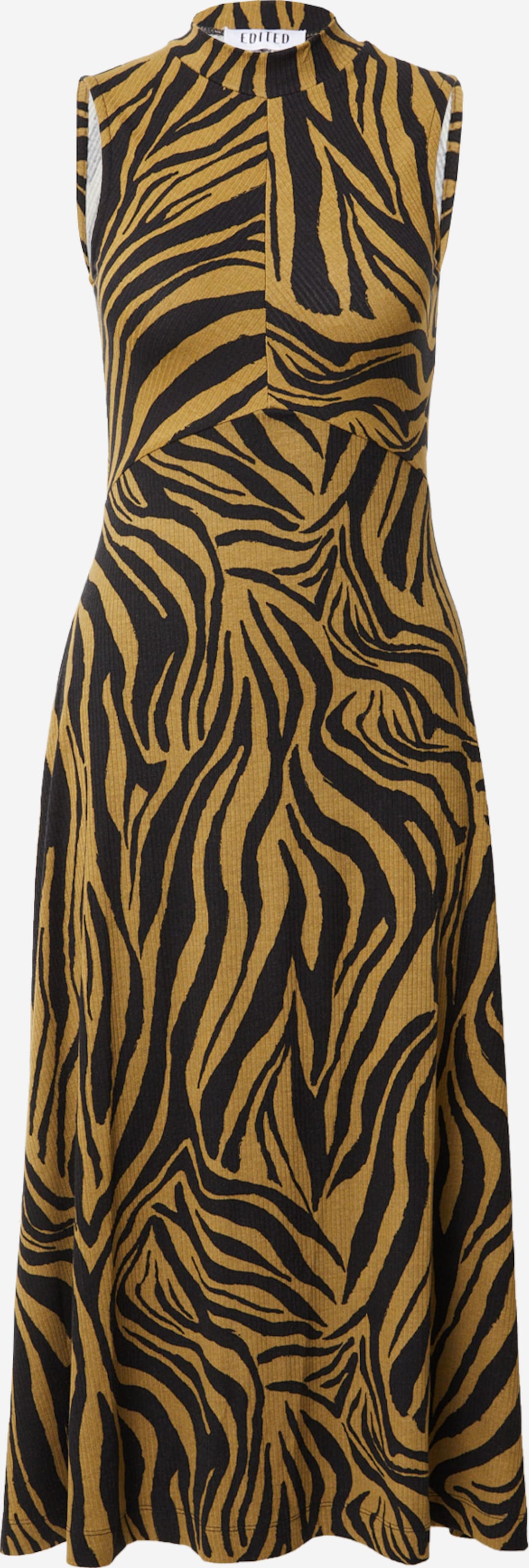 EDITED Midi Jurken Jurk Talia Dames Beige / Zwart