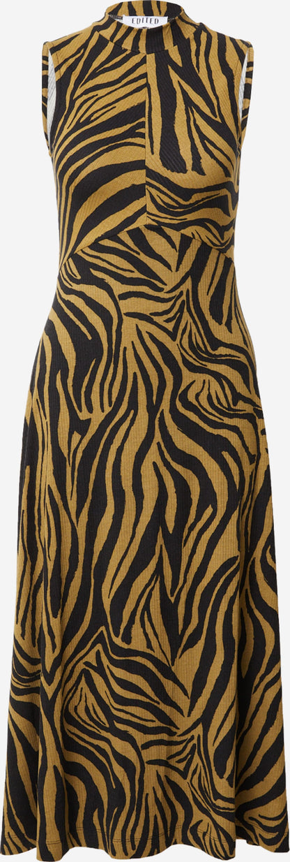 EDITED Midi Jurken Jurk Talia Dames Beige / Zwart