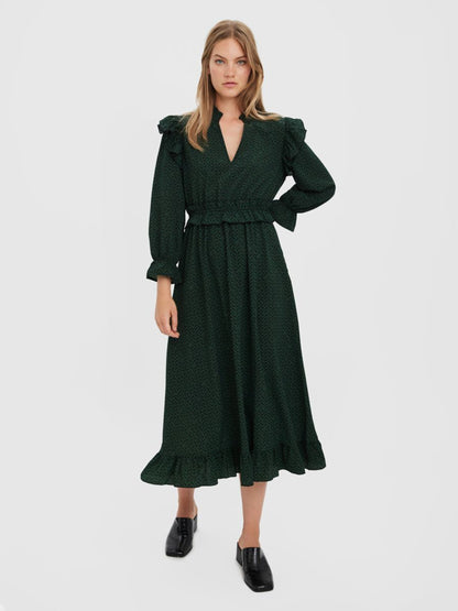Vero Moda Midi Jurken Jurk Vienna Dames Groen