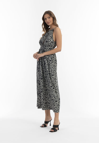 Faina Midi Jurken Jurk Dames Grijs / Lichtgrijs