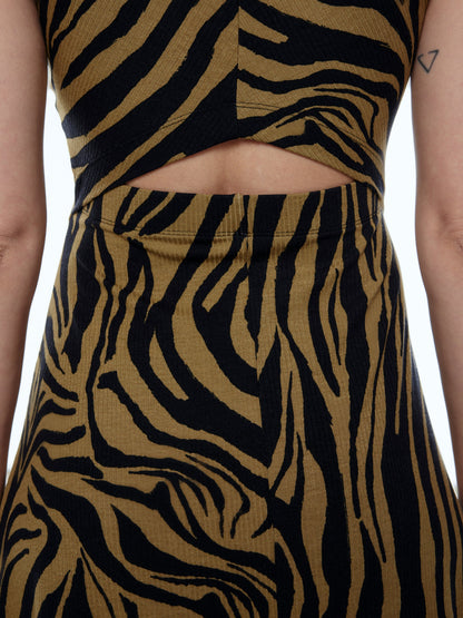 EDITED Midi Jurken Jurk Talia Dames Beige / Zwart