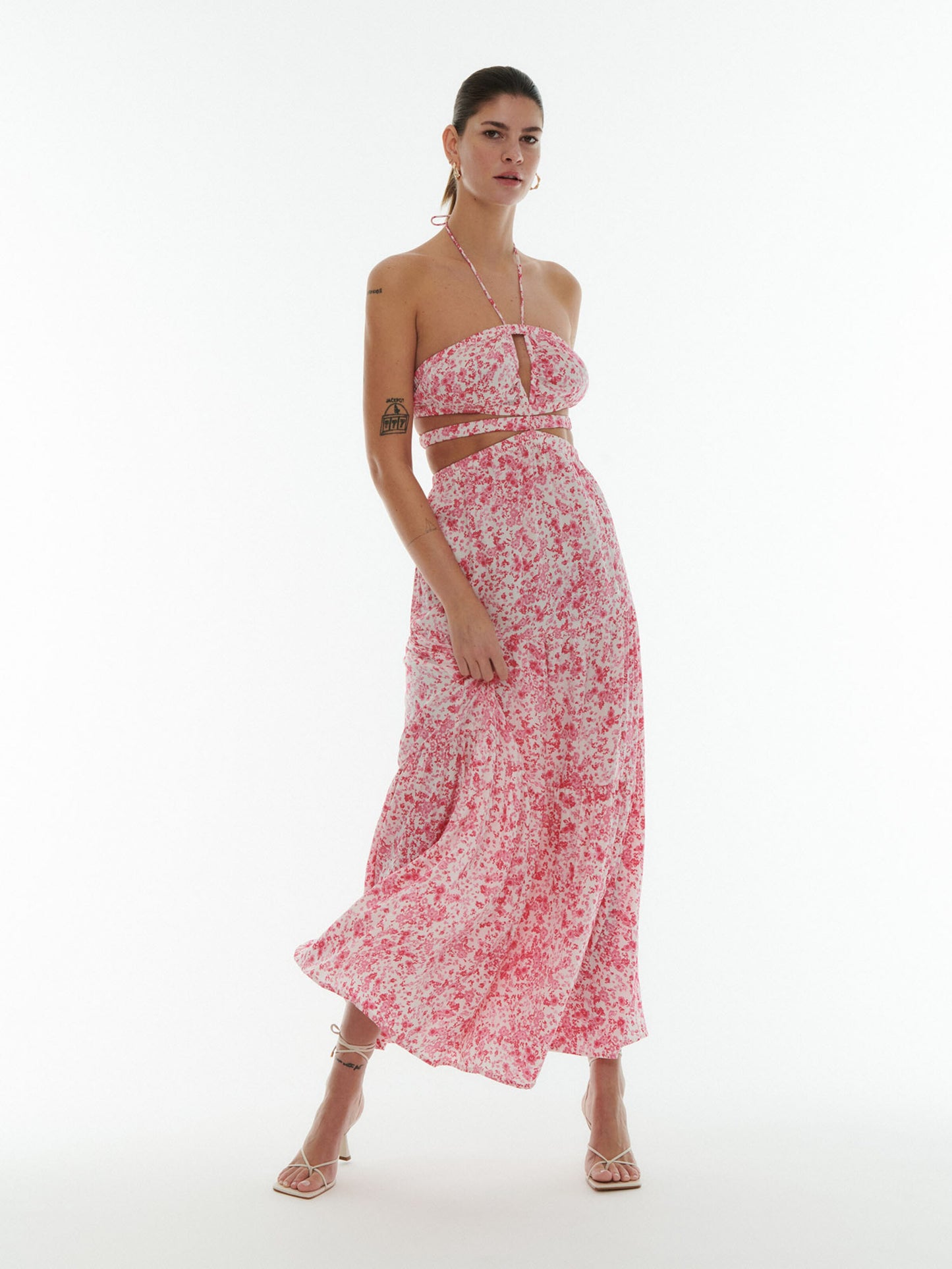  Maxi Jurken Jurk Mira Dames Pink / Rosa / Wit