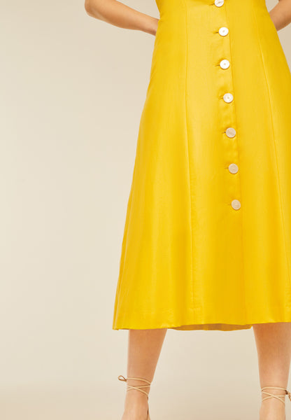 IVY OAK Midi Jurken Jurk Dames Geel