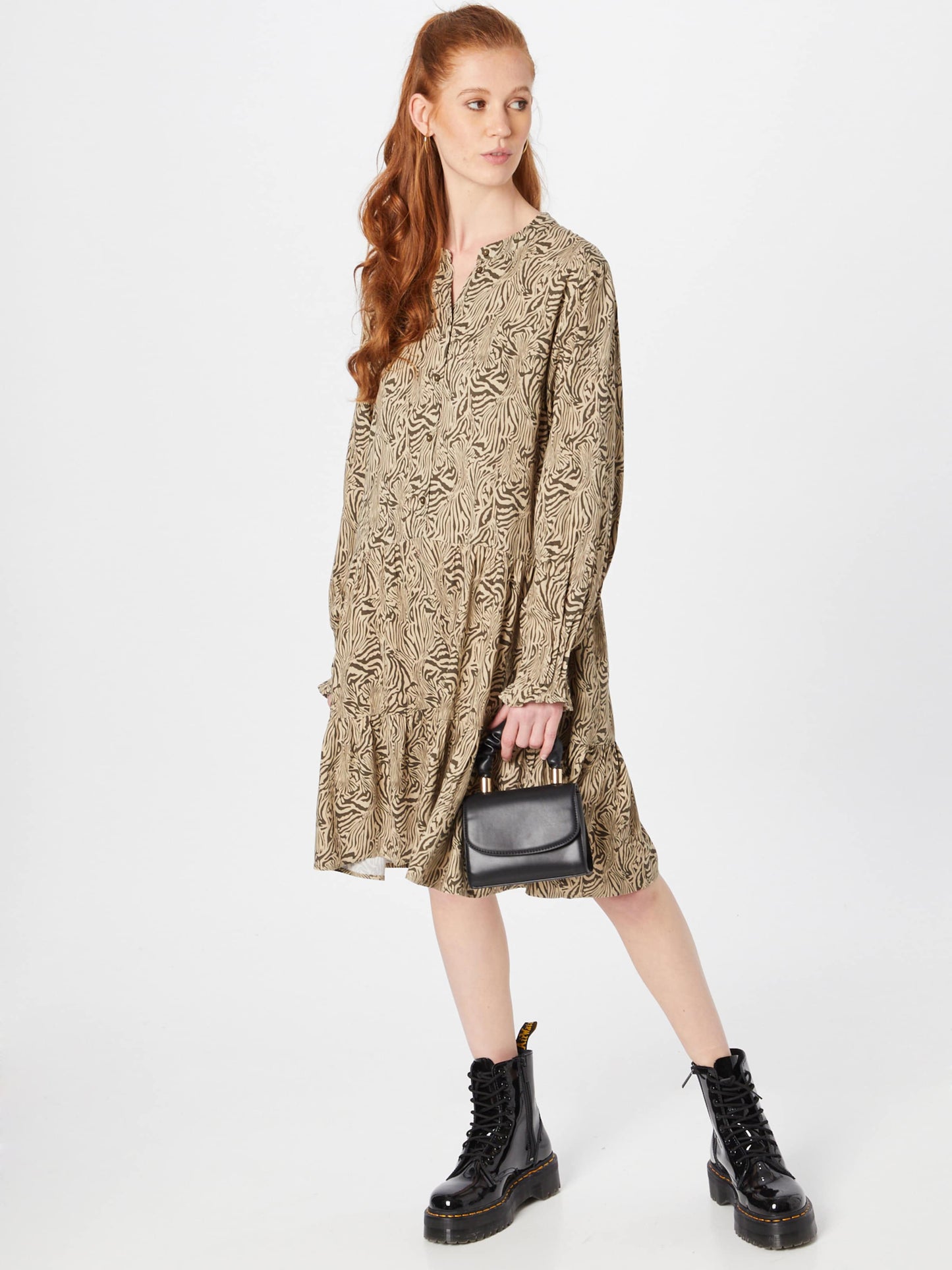 MOSS COPENHAGEN Blousejurken Blousejurk Petina Dames Lichtbruin / Donkerbruin