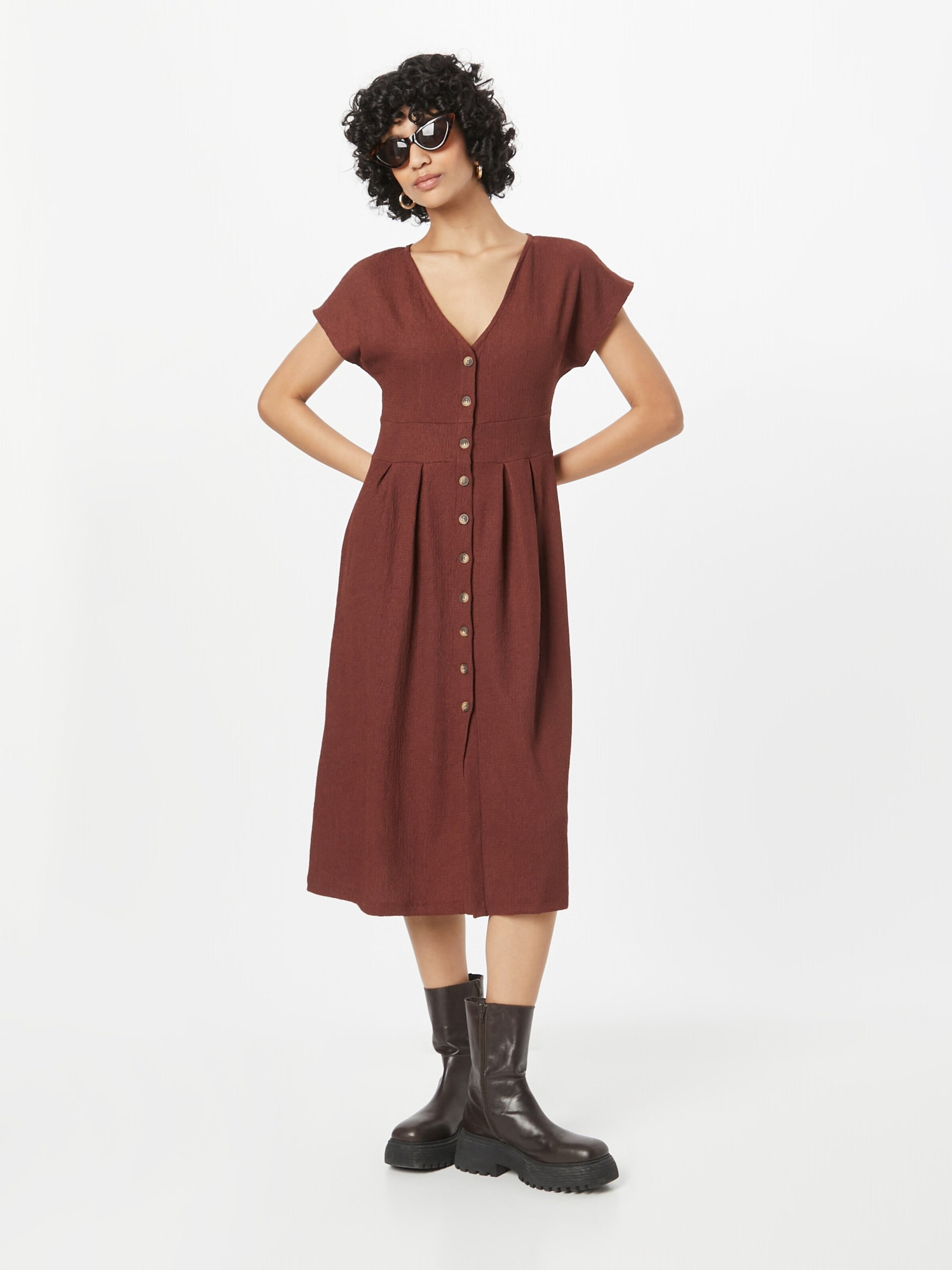 About You Midi Jurken Jurk Johanna Dames Roestrood