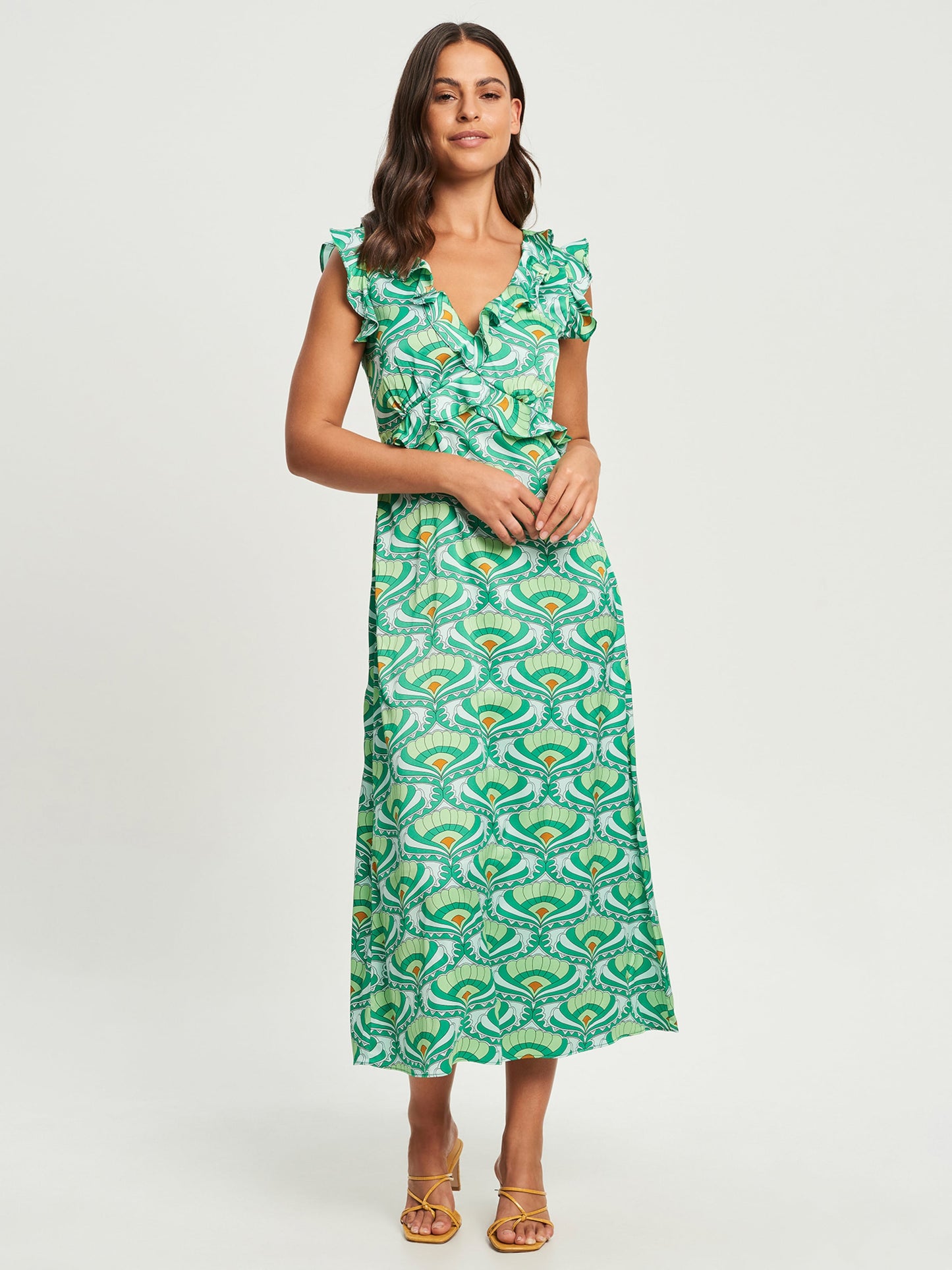  Midi Jurken Jurk THERISE Dames Mintgroen / Jade Groen / Pastelgroen