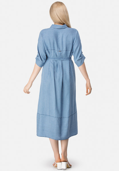 HELMIDGE Midi Jurken Jurk Dames Blauw / Wit
