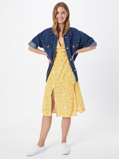Louche Midi Jurken Jurk CORINA Dames Mosterd