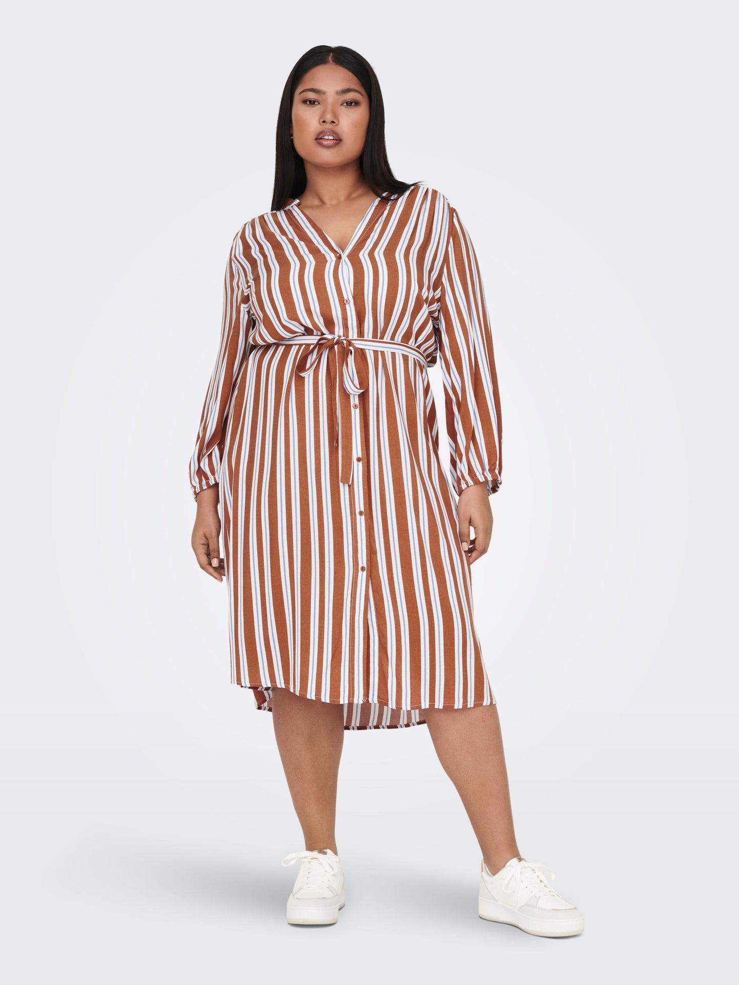 ONLY CARMAKOMA Blousejurken Blousejurk Dames Karamel