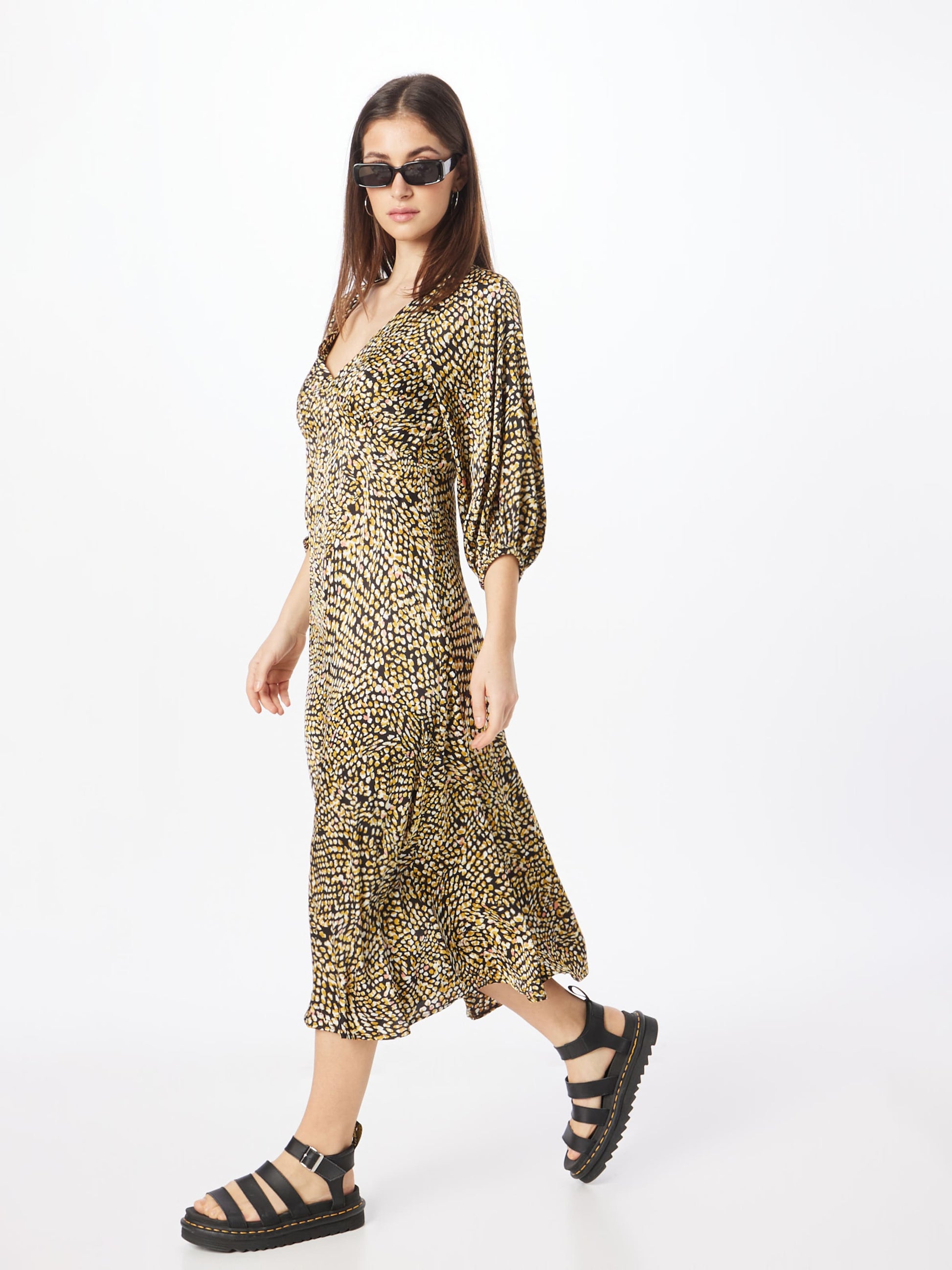 Traffic People Midi Jurken Jurk Gloria Dames Bruin