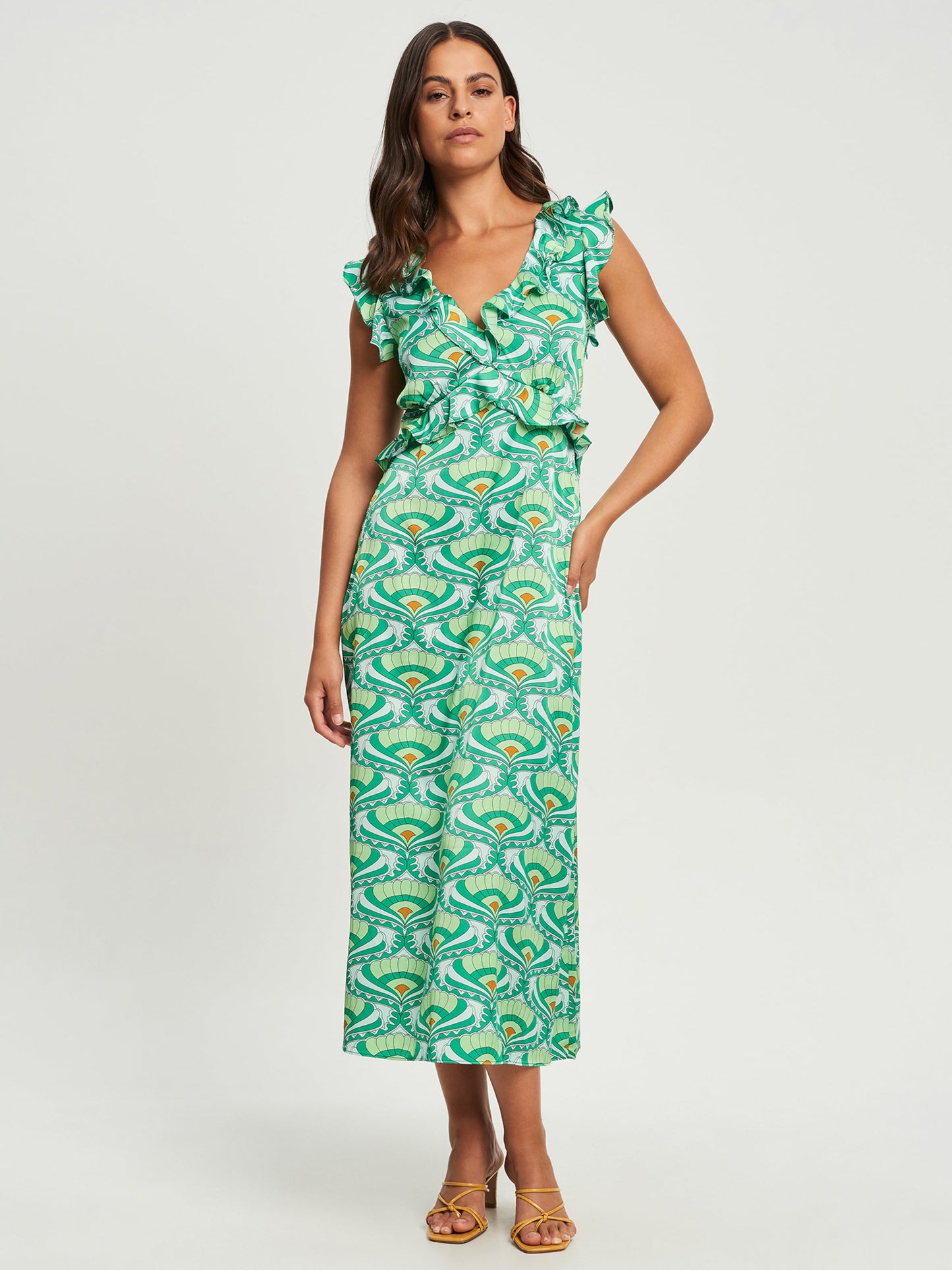  Midi Jurken Jurk THERISE Dames Mintgroen / Jade Groen / Pastelgroen