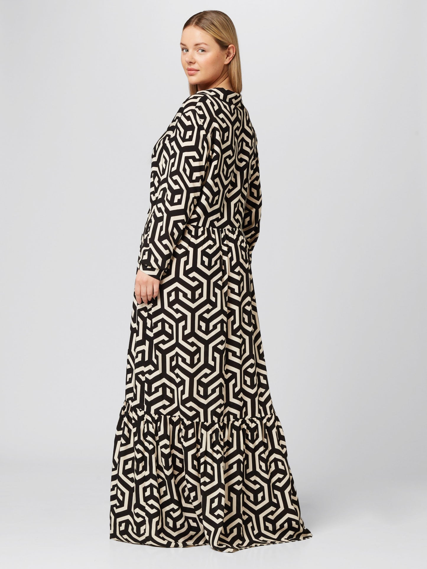  Maxi Jurken Jurk Heidi Dames Zwart / Wit