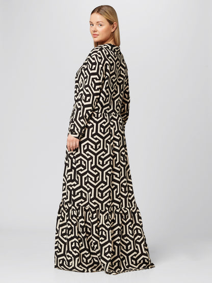  Maxi Jurken Jurk Heidi Dames Zwart / Wit