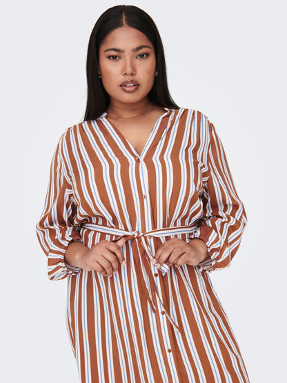 ONLY CARMAKOMA Blousejurken Blousejurk Dames Karamel