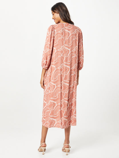 Kaffe Midi Jurken Jurk Cajsa Dames Pastelrood