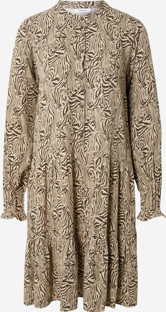MOSS COPENHAGEN Blousejurken Blousejurk Petina Dames Lichtbruin / Donkerbruin