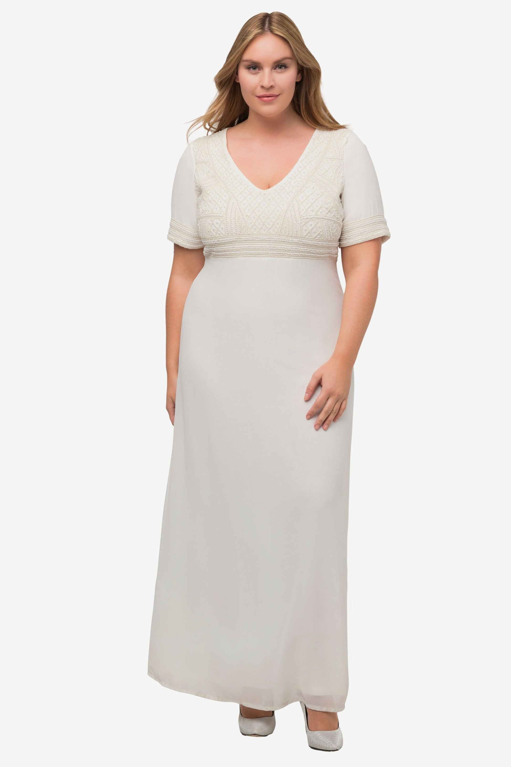 Ulla Popken Maxi Jurken Jurk Dames Offwhite