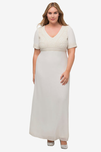 Ulla Popken Maxi Jurken Jurk Dames Offwhite