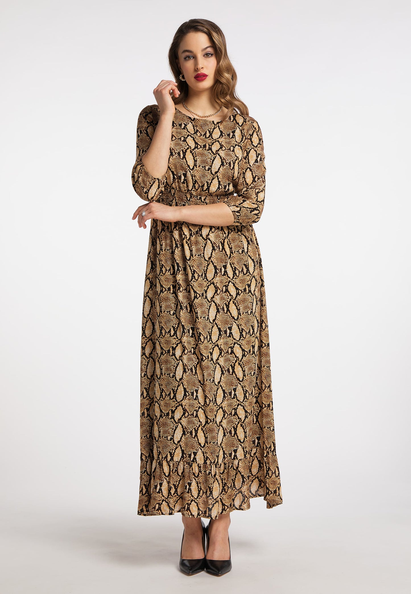 Faina Maxi Jurken Jurk Dames Bruin / Donkerbruin