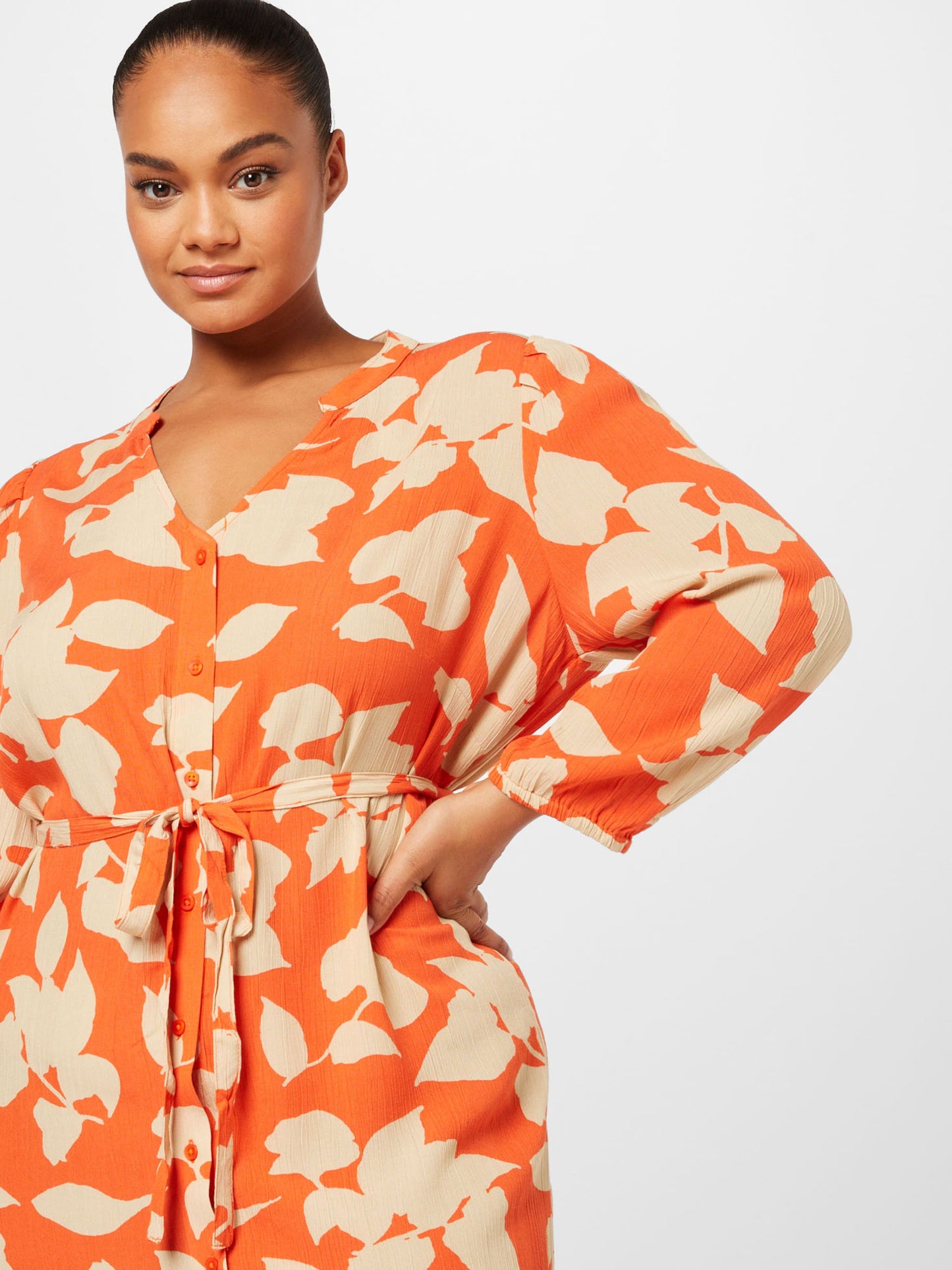 ONLY CARMAKOMA Blousejurken Blousejurk EMERSON Dames Oranje
