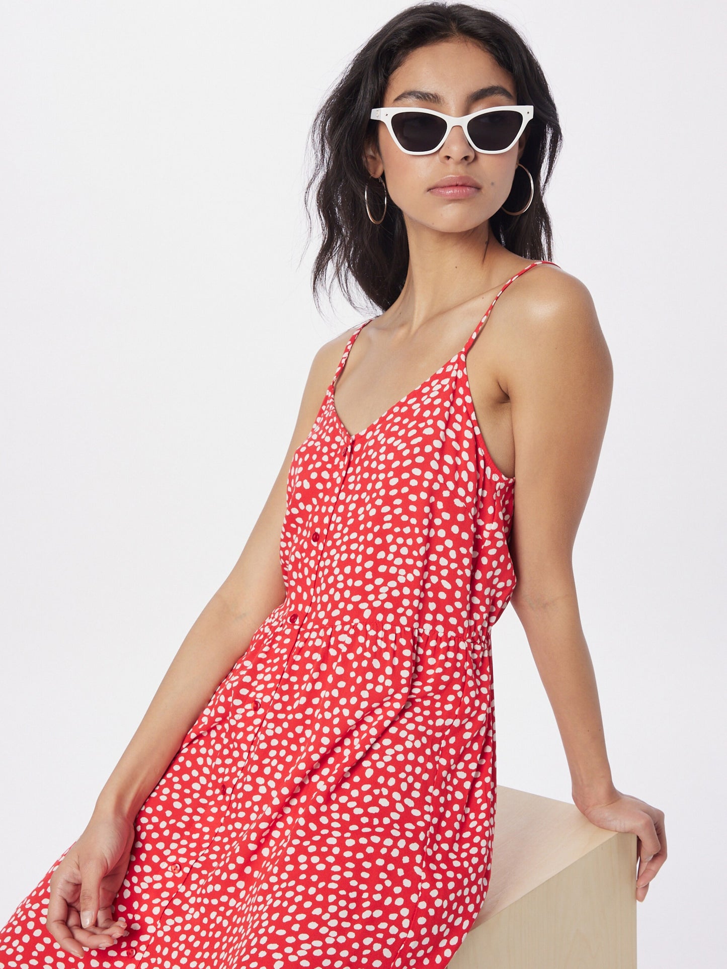 Pieces Zomerjurken Zomerjurk TALA Dames Knalrood