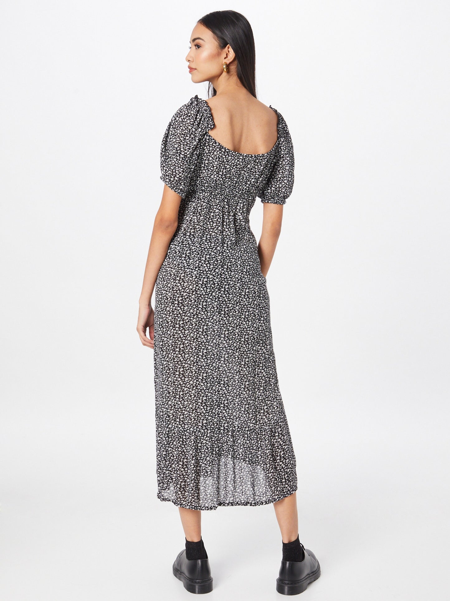 Dorothy Perkins Midi Jurken Jurk Ditsy Dames Zwart