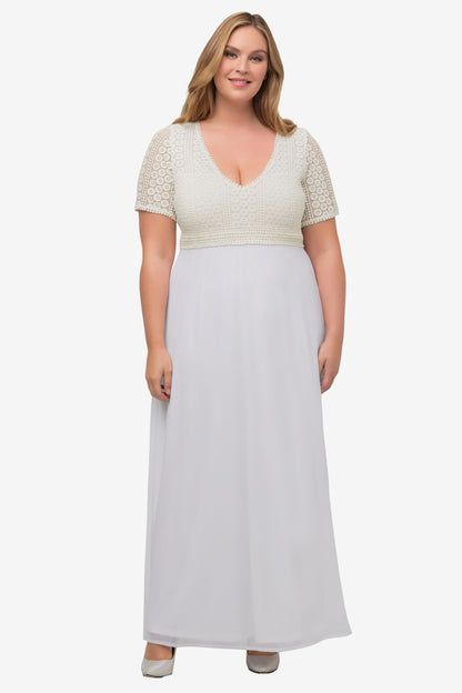 Ulla Popken Maxi Jurken Jurk Dames Offwhite / Eierschaal