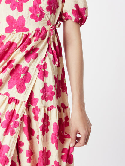 Monki Midi Jurken Jurk Dames Fuchsia