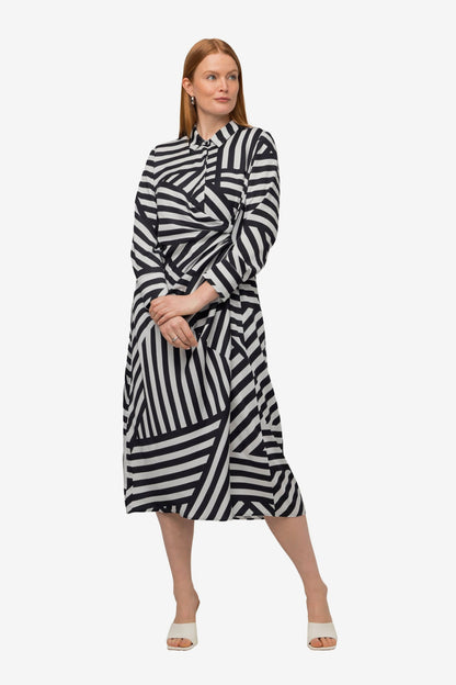 Ulla Popken Blousejurken Blousejurk Dames Zwart / Wit