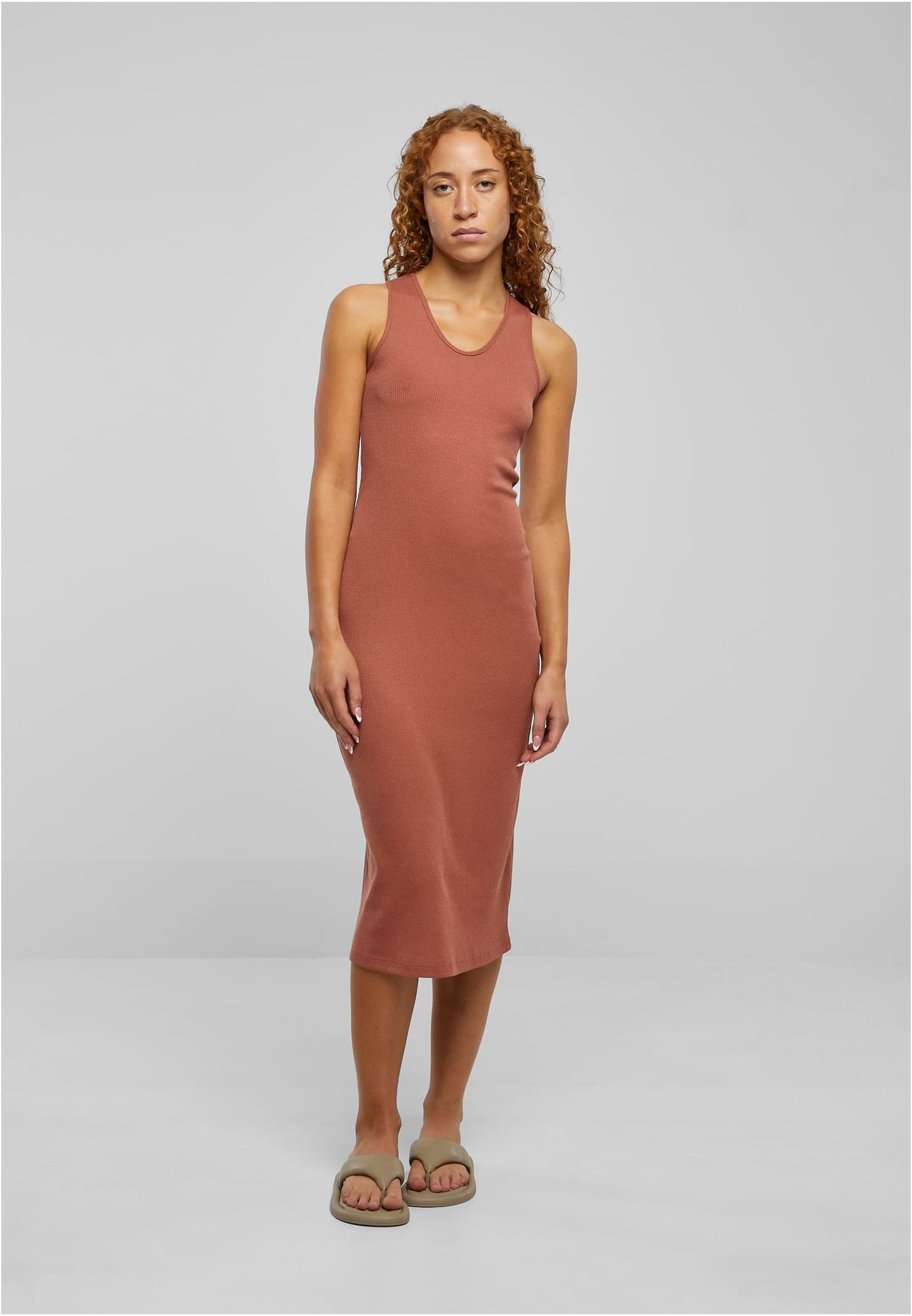 URBAN CLASSICS Midi Jurken Jurk Dames Roestrood