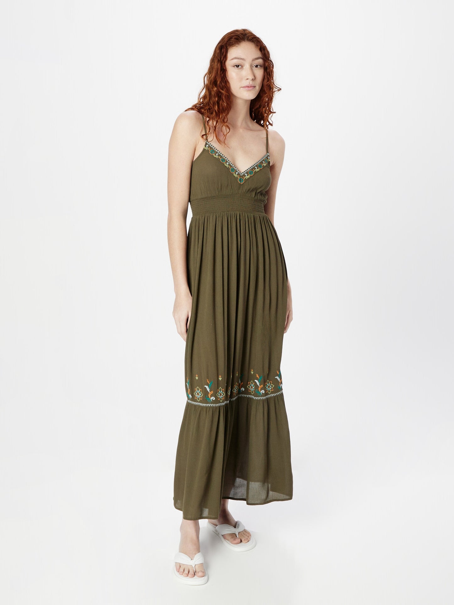 Springfield Maxi Jurken Zomerjurk Dames Kaki / Jade Groen