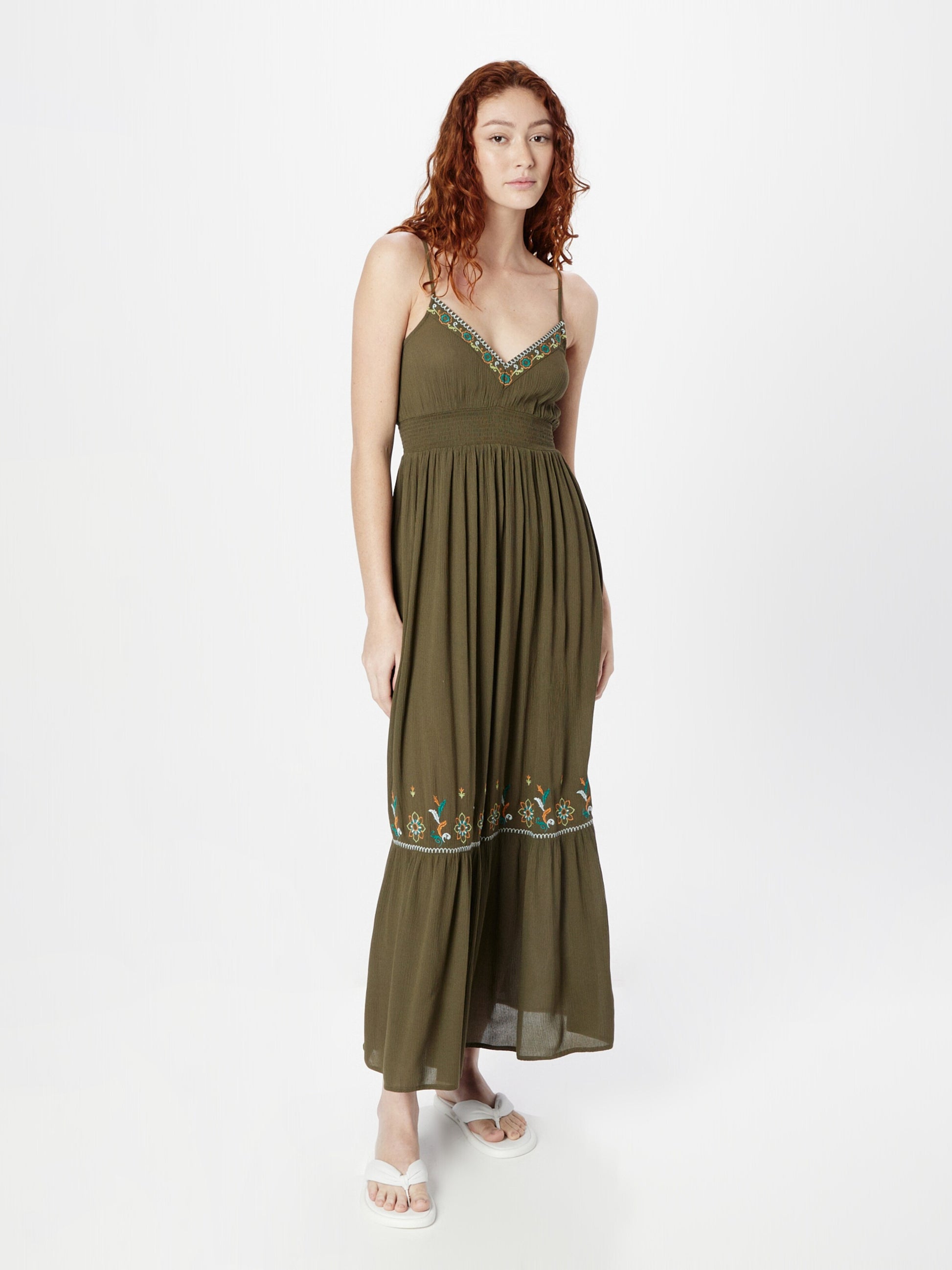 Springfield Maxi Jurken Zomerjurk Dames Kaki / Jade Groen
