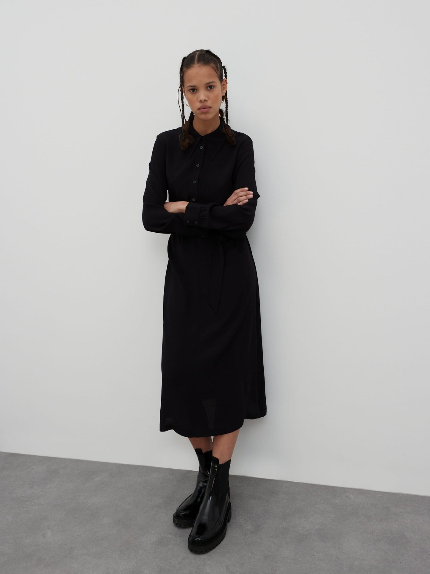 EDITED Maxi Jurken Blousejurk Derya Dames Zwart