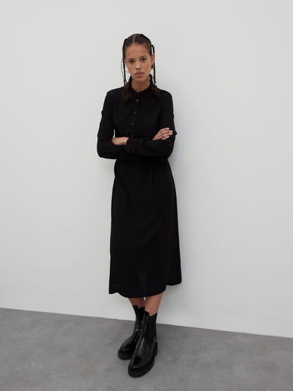 EDITED Maxi Jurken Blousejurk Derya Dames Zwart