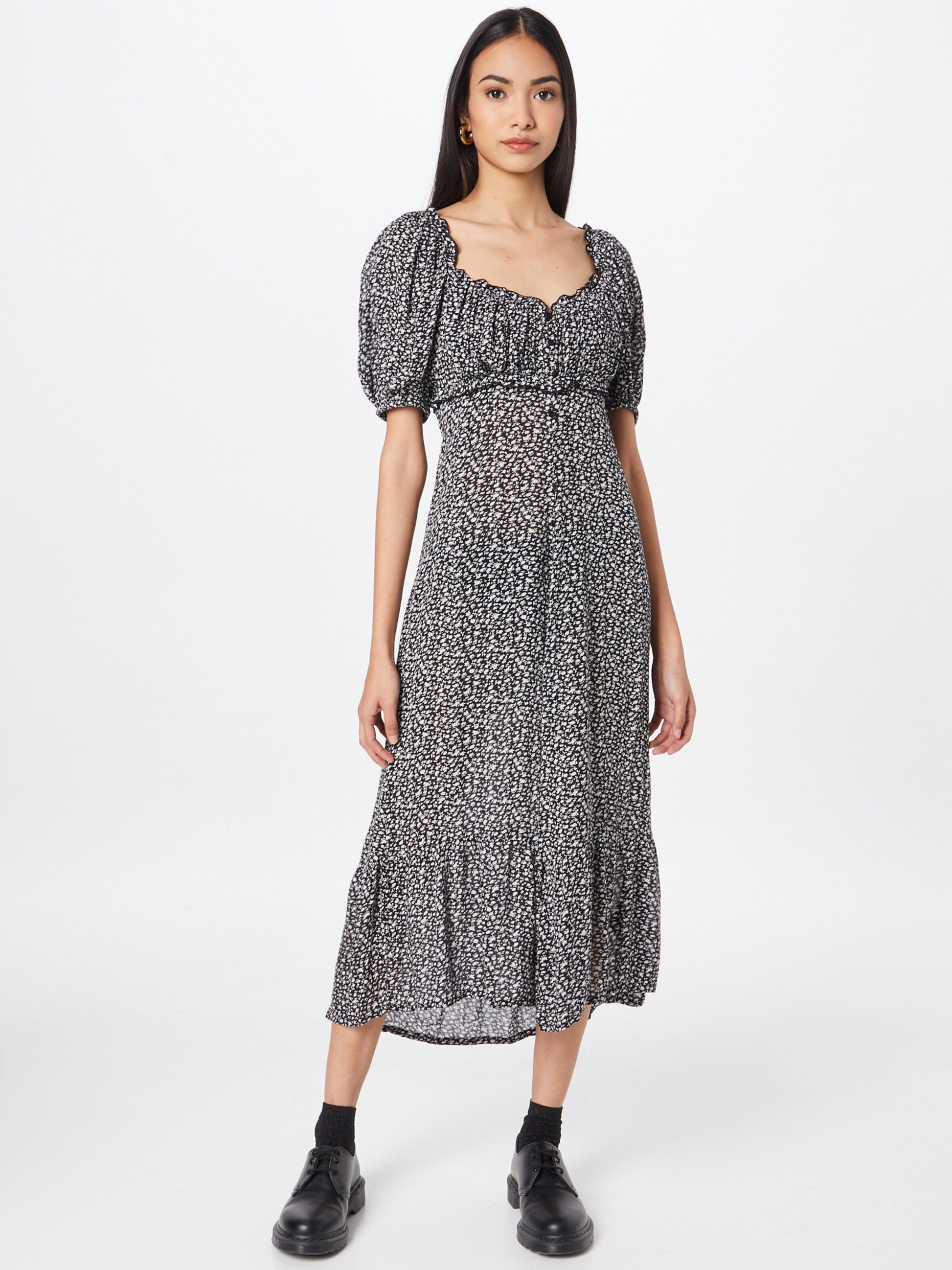 Dorothy Perkins Midi Jurken Jurk Ditsy Dames Zwart