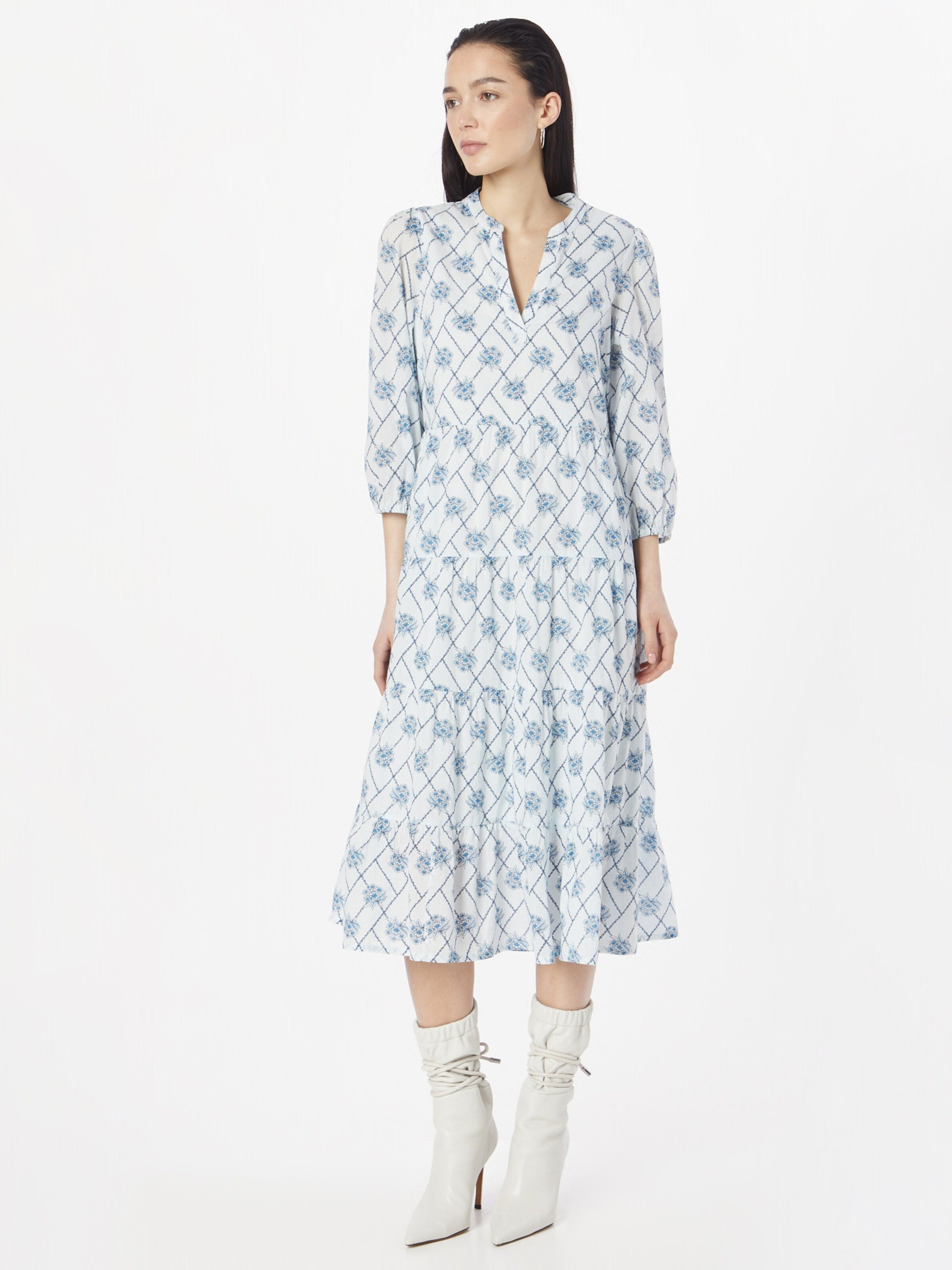 Noa Noa Midi Jurken Jurk Lotta Dames Blauw / Marine