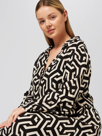  Maxi Jurken Jurk Heidi Dames Zwart / Wit
