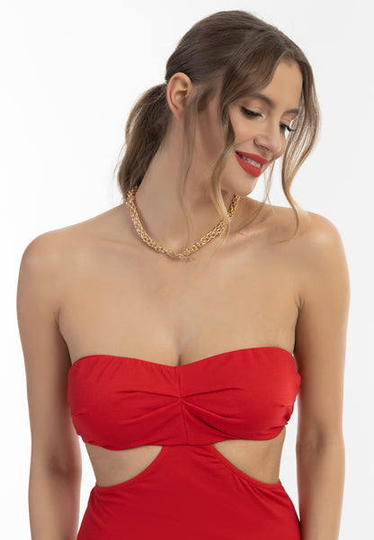 Faina Midi Jurken Jurk Dames Rood