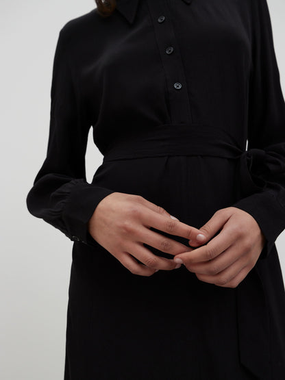 EDITED Maxi Jurken Blousejurk Derya Dames Zwart