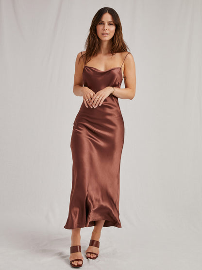  Maxi Jurken Jurk Ela Dames Chocoladebruin