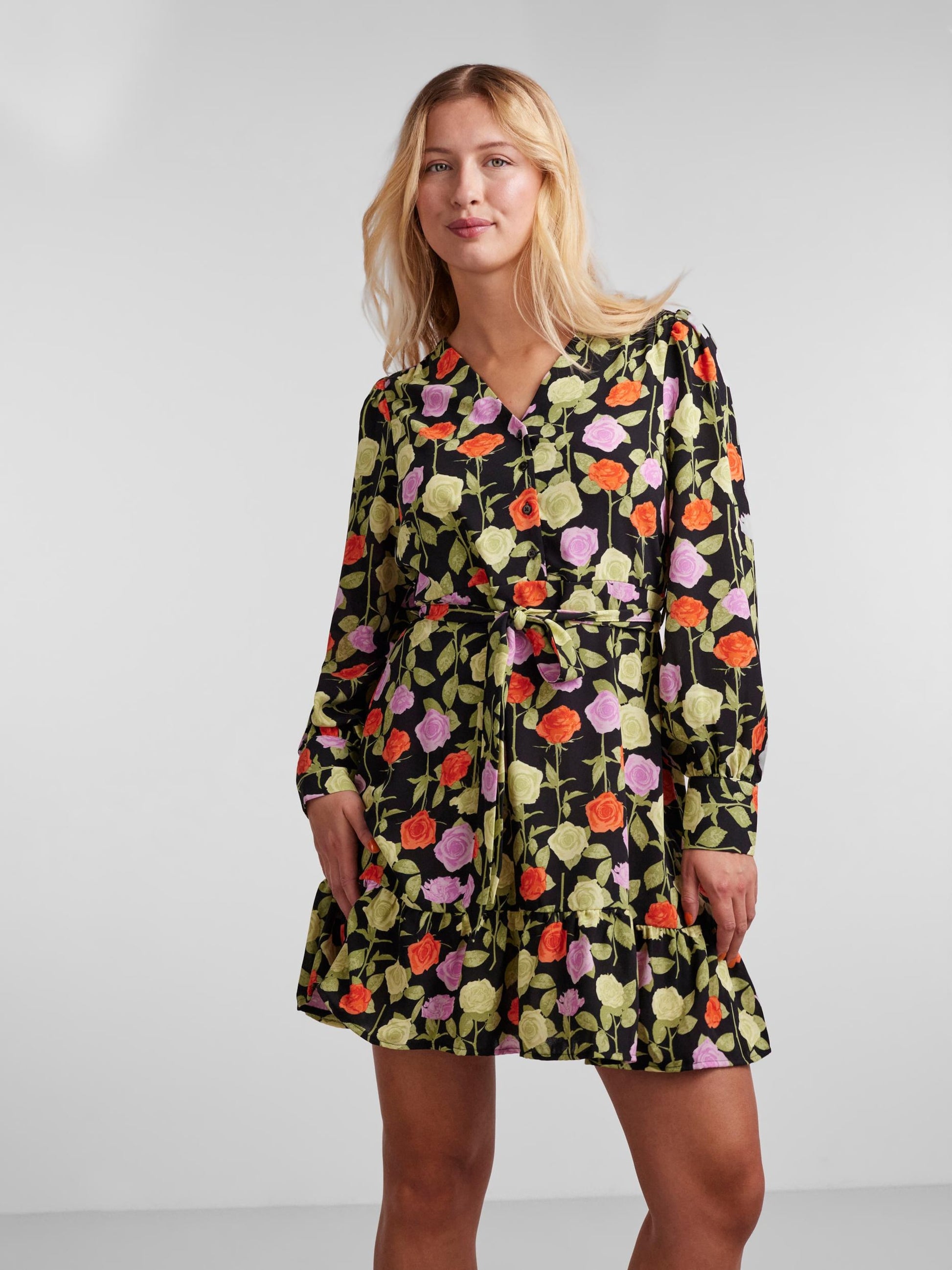 Pieces Blousejurken Blousejurk Blossom Dames Zwart