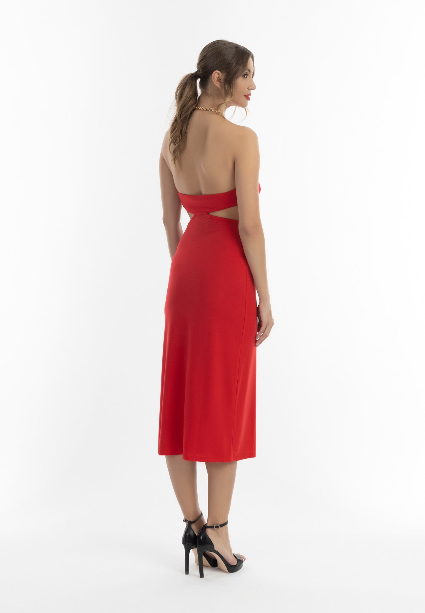 Faina Midi Jurken Jurk Dames Rood