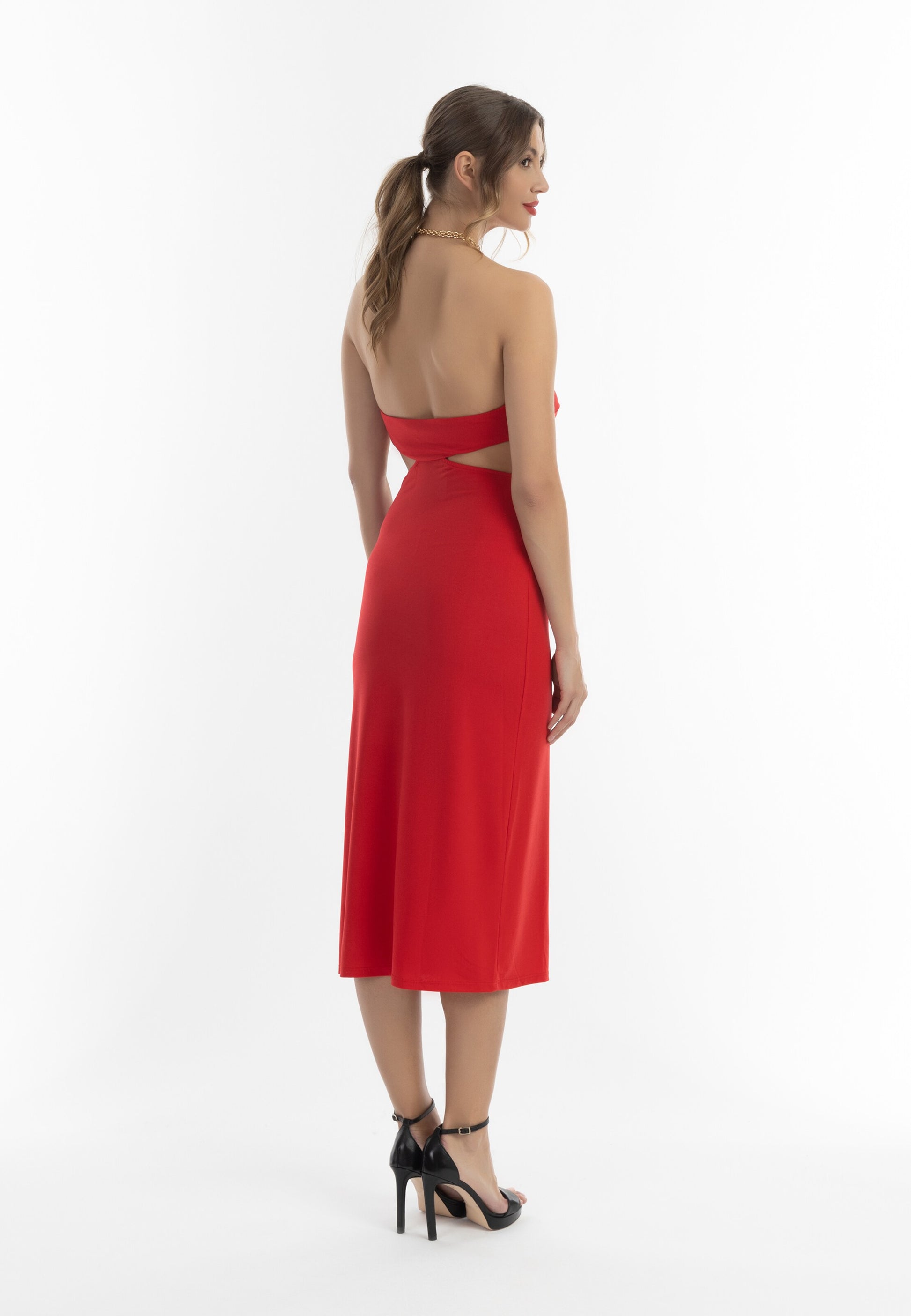 Faina Midi Jurken Jurk Dames Rood